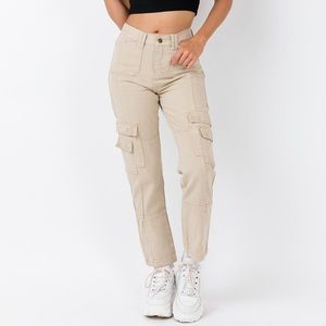 Denim Cropped Cargo Pants